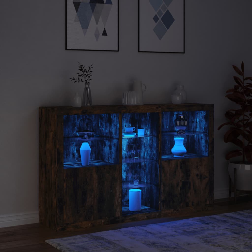 Komoda s LED svjetlima boja dimljenog hrasta 162x37x100 cm
