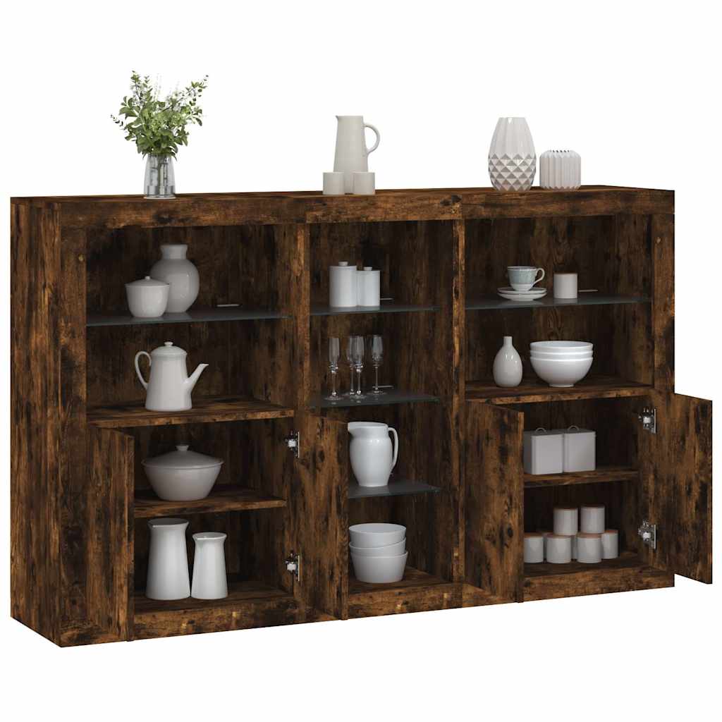 Komoda s LED svjetlima boja dimljenog hrasta 162x37x100 cm