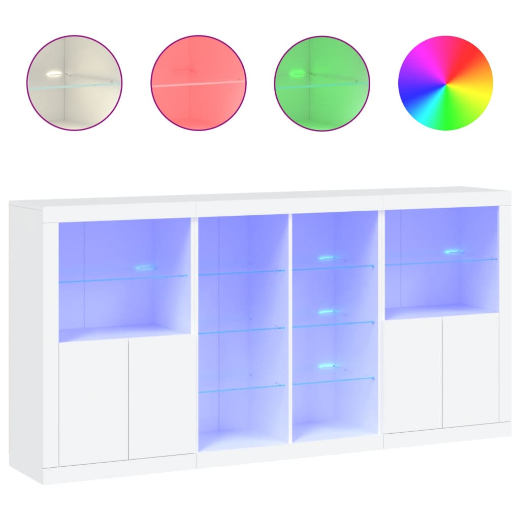 Komoda s LED svjetlima bijela 202x37x100 cm