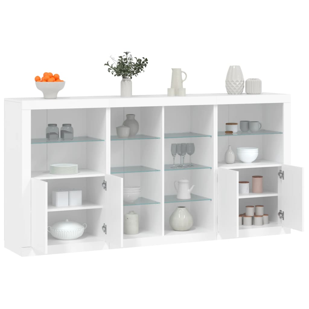 Komoda s LED svjetlima bijela 202x37x100 cm