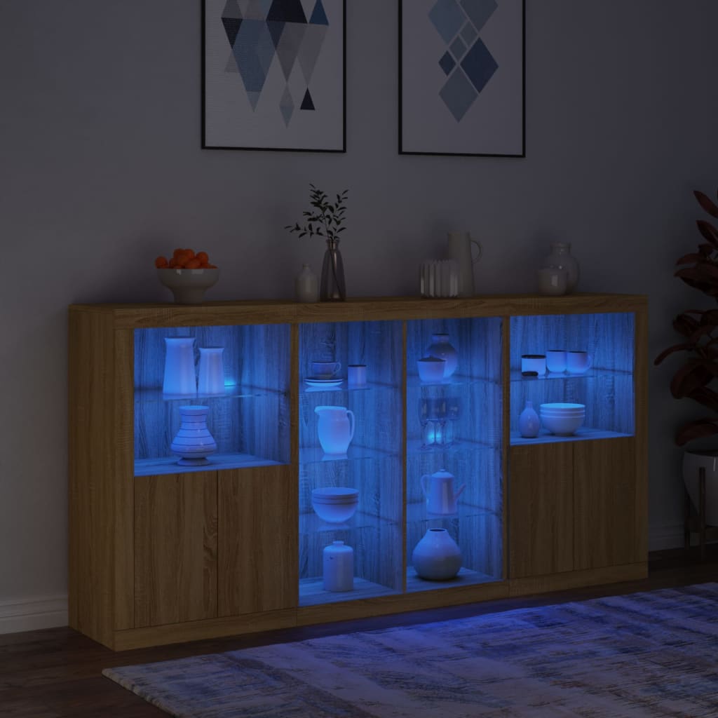 Komoda s LED svjetlima boja hrasta sonome 202x37x100 cm