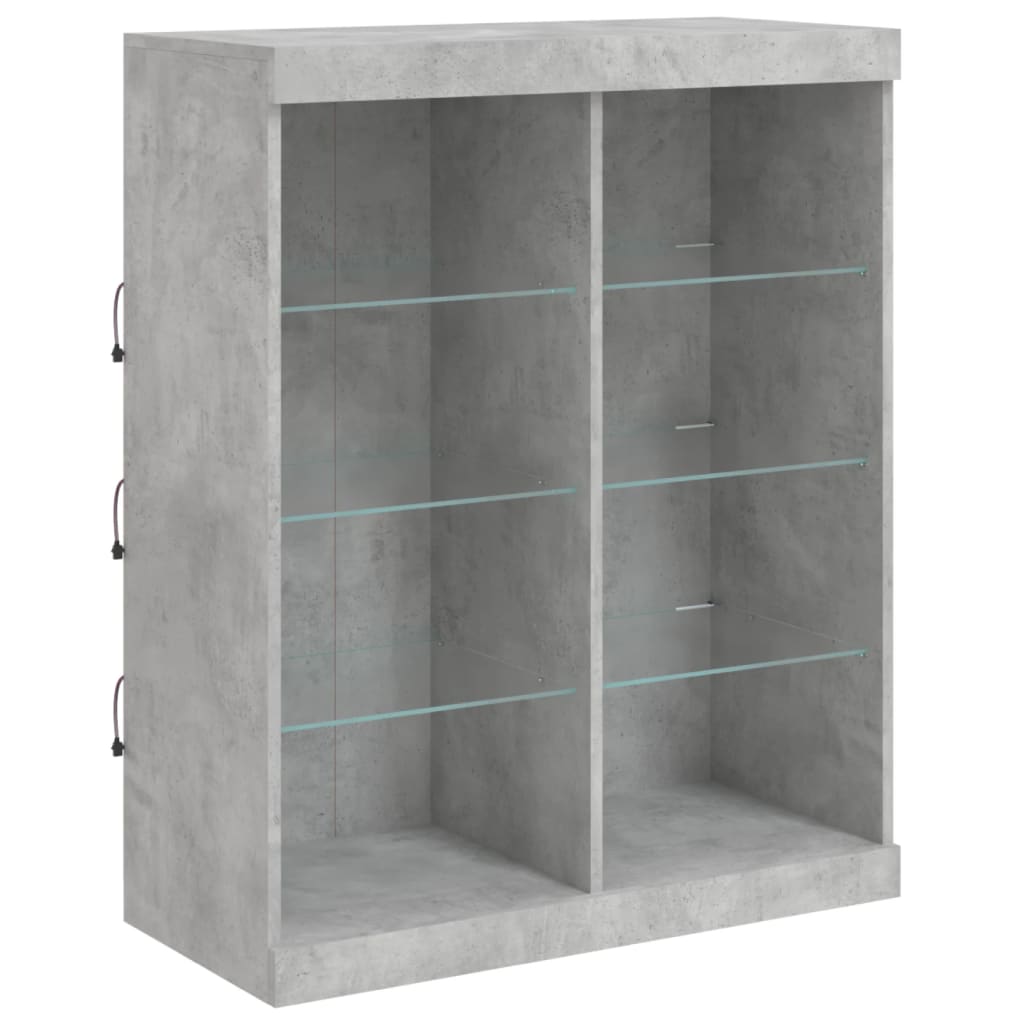Komoda s LED svjetlima siva boja betona 202x37x100 cm