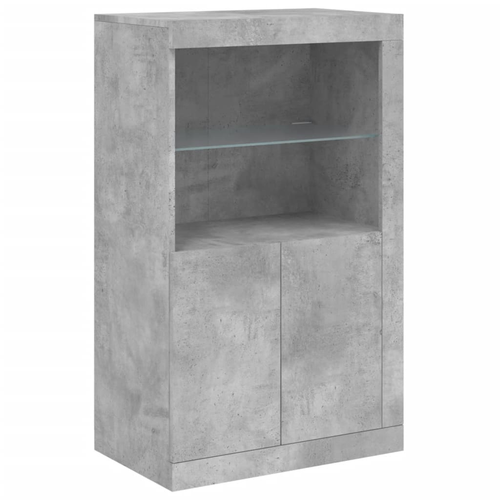 Komoda s LED svjetlima siva boja betona 202x37x100 cm