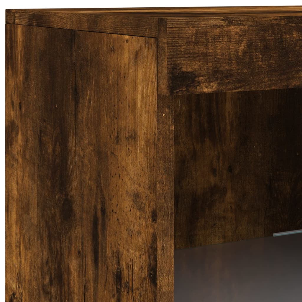 Komoda s LED svjetlima boja dimljenog hrasta 202x37x100 cm