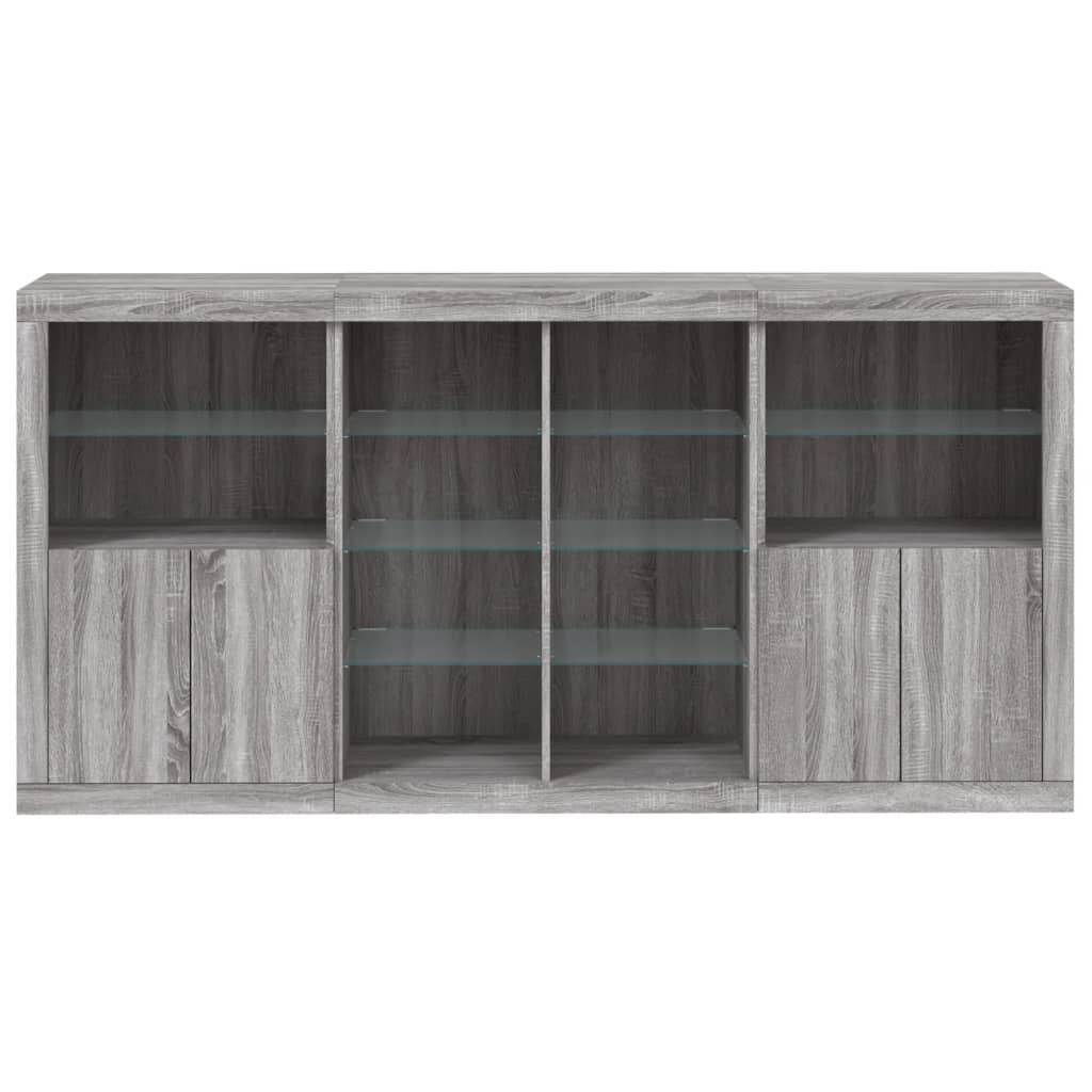 Komoda s LED svjetlima boja sivog hrasta 202x37x100 cm