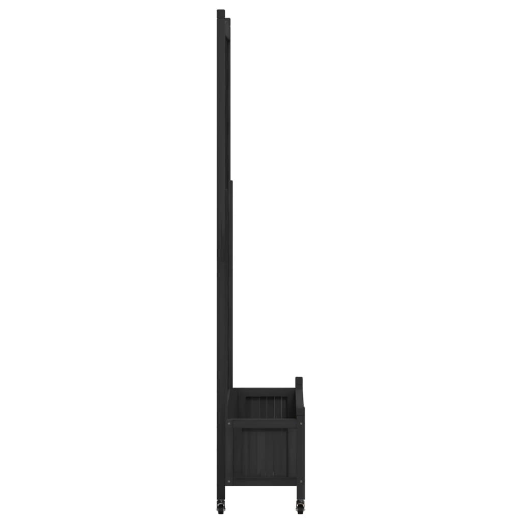 Sadilica s rešetkom i kotačima crna od masivne jelovine