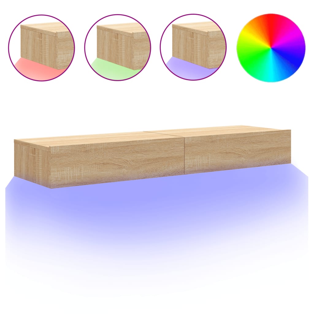 TV ormarići s LED svjetlima 2 kom boja hrasta 60 x 35 x 15,5 cm