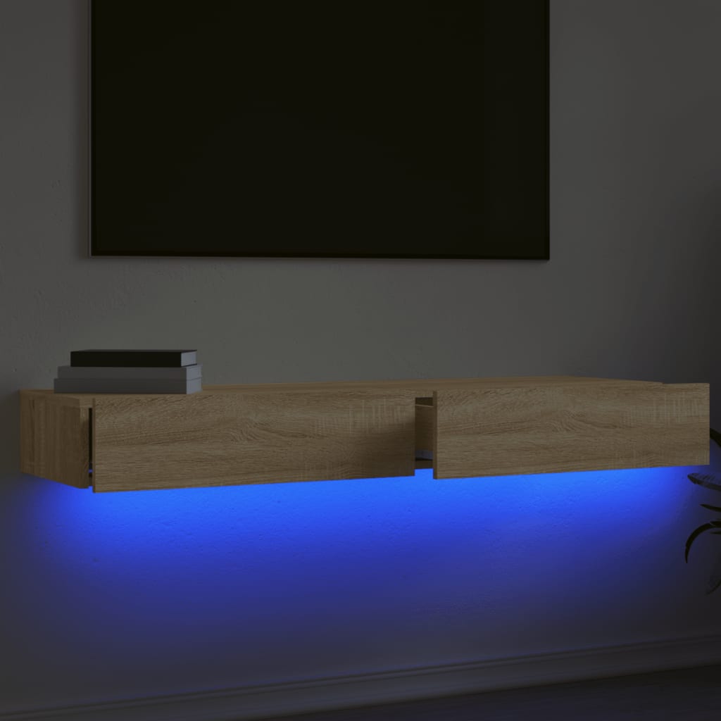 TV ormarići s LED svjetlima 2 kom boja hrasta 60 x 35 x 15,5 cm