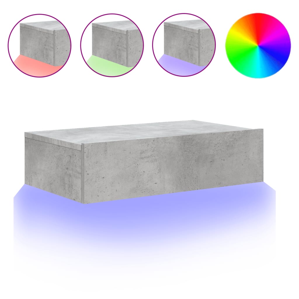 TV ormarić s LED svjetlima siva boja betona 60 x 35 x 15,5 cm