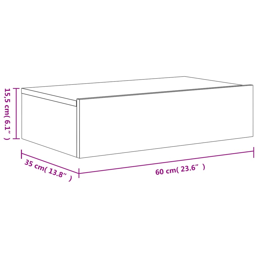 TV ormarić s LED svjetlima siva boja betona 60 x 35 x 15,5 cm