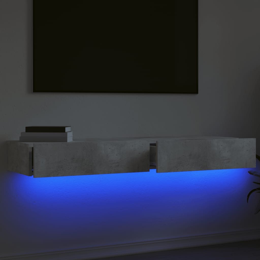 TV ormarići s LED svjetlima 2 kom Siva betona 60x35x15,5 cm