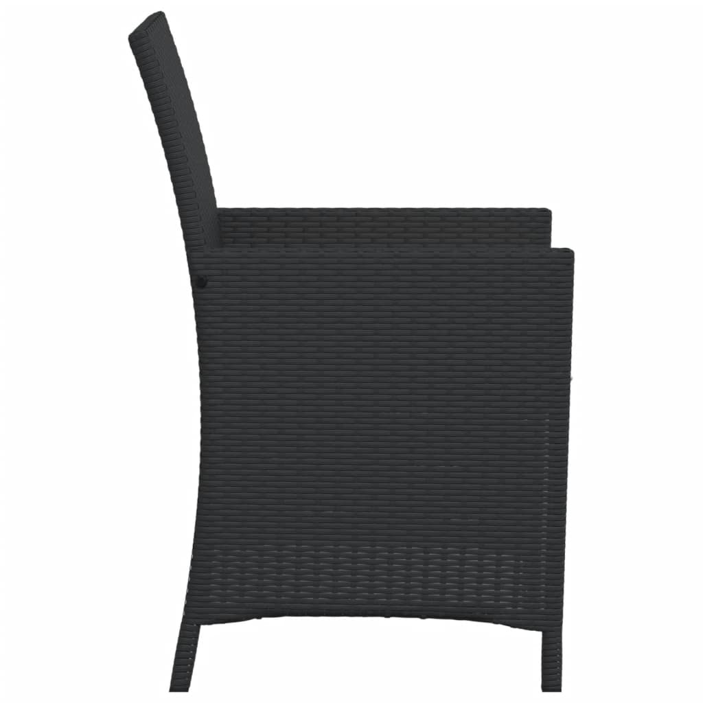 3-dijelni bistro set s jastucima crni od poliratana