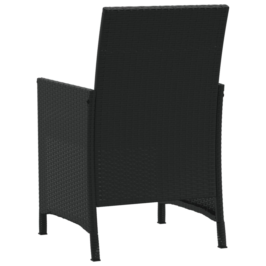 3-dijelni bistro set s jastucima crni od poliratana