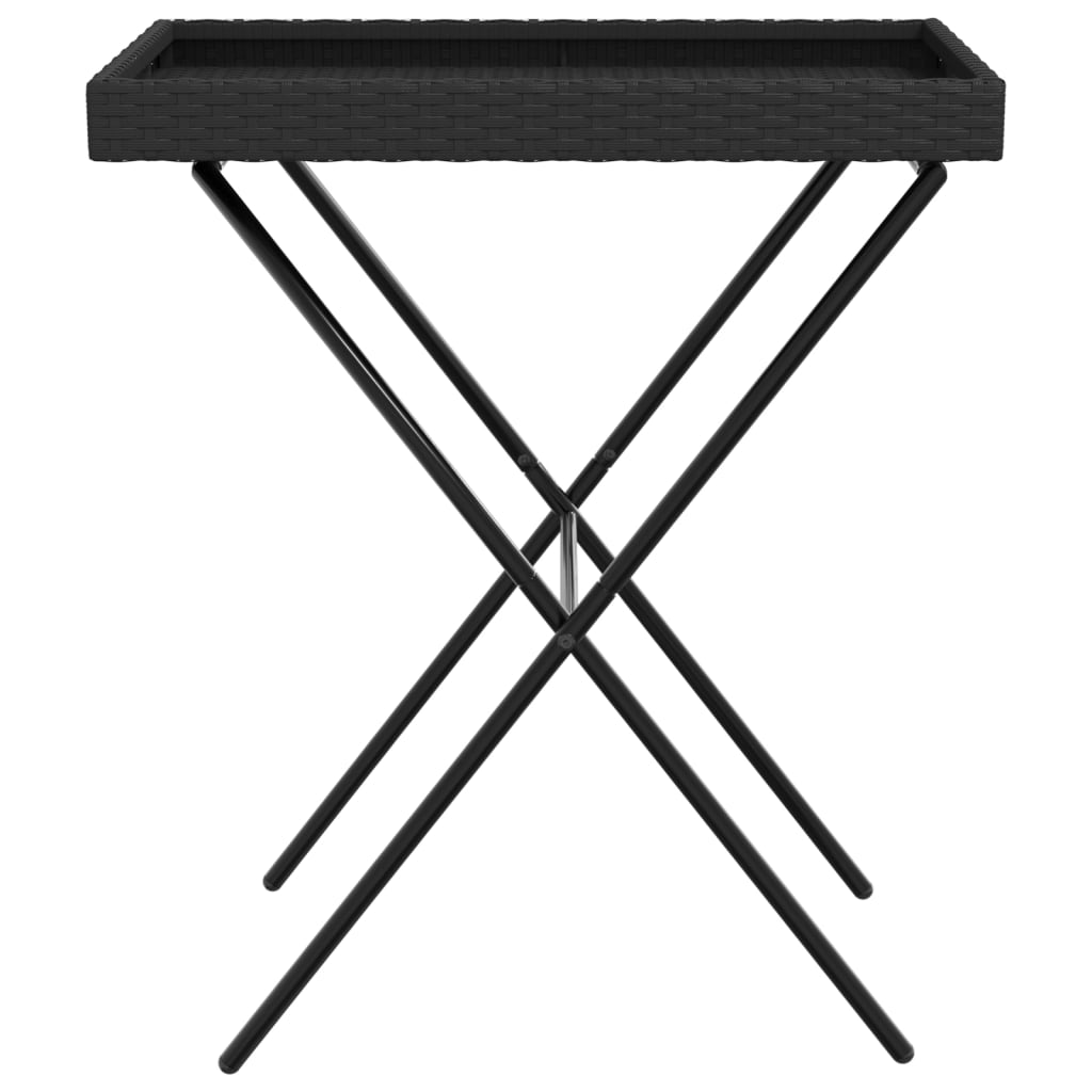 Sklopivi stol s pladnjem crni 65 x 40 x 75 cm od poliratana