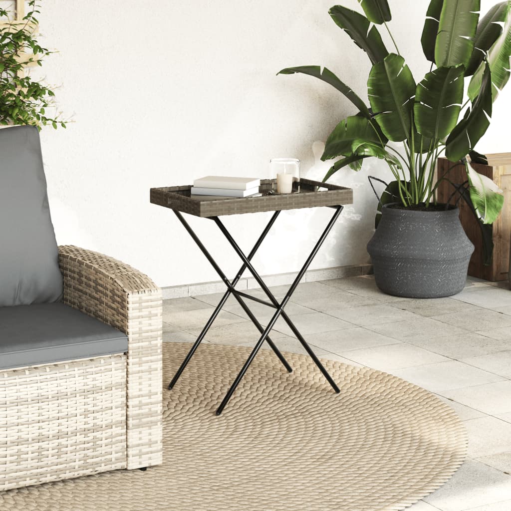 Sklopivi stol s pladnjem sivi 65 x 40 x 75 cm od poliratana