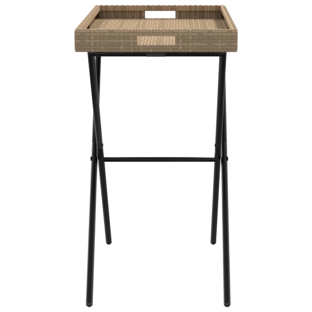 Sklopivi stol s pladnjem bež 65 x 40 x 75 cm od poliratana