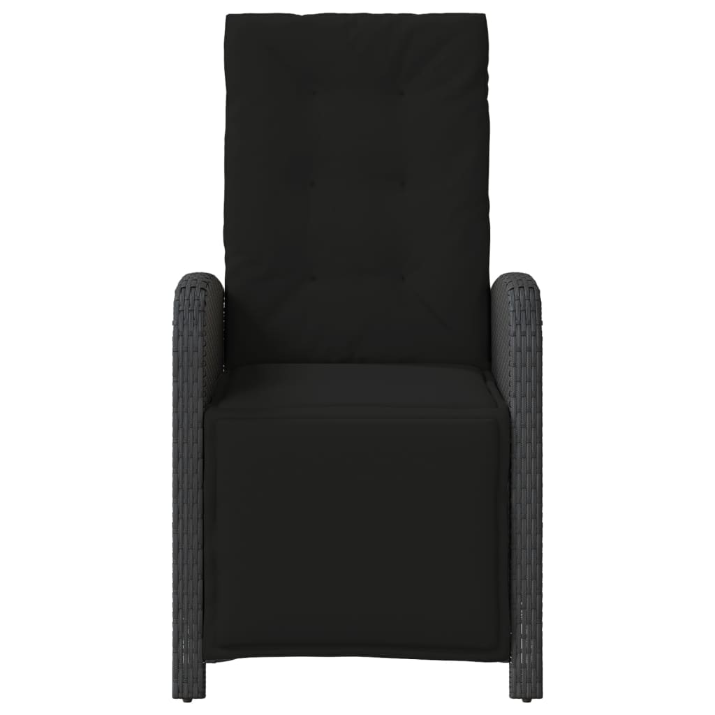 3-dijelni bistro set s jastucima crni od poliratana