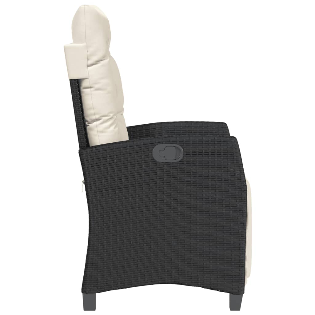 3-dijelni bistro set s jastucima crni od poliratana