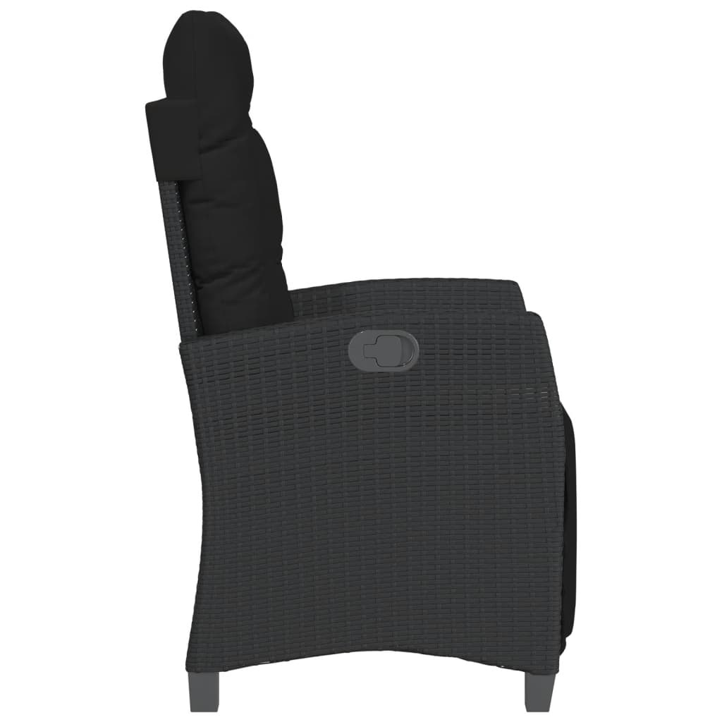 3-dijelni bistro set s jastucima crni od poliratana