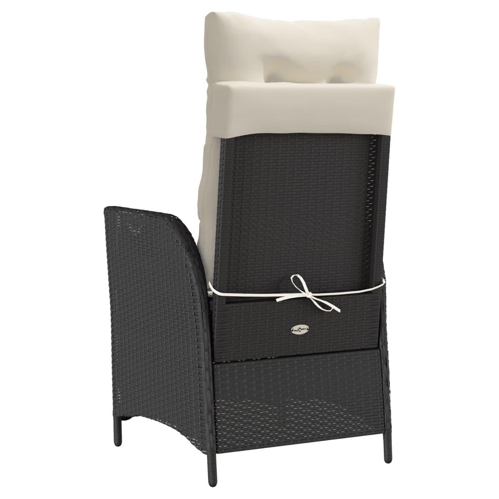 Vrtni naslonjač s jastucima crni od poliratana