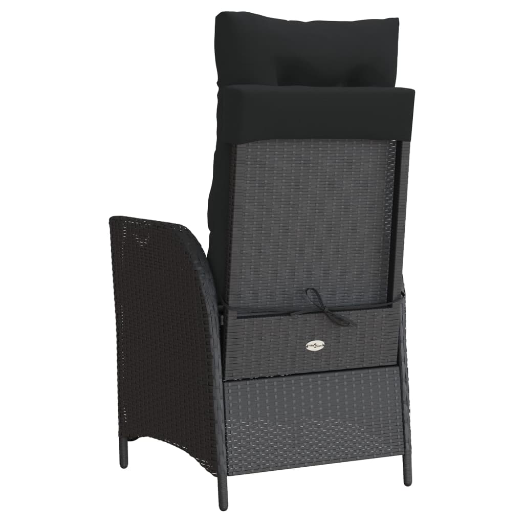 3-dijelni bistro set s jastucima crni od poliratana
