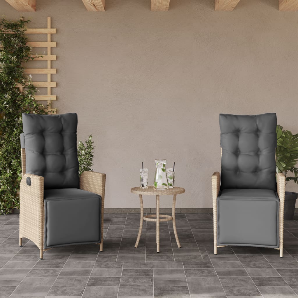 3-dijelni bistro set s jastucima miješane bež boje poliratan