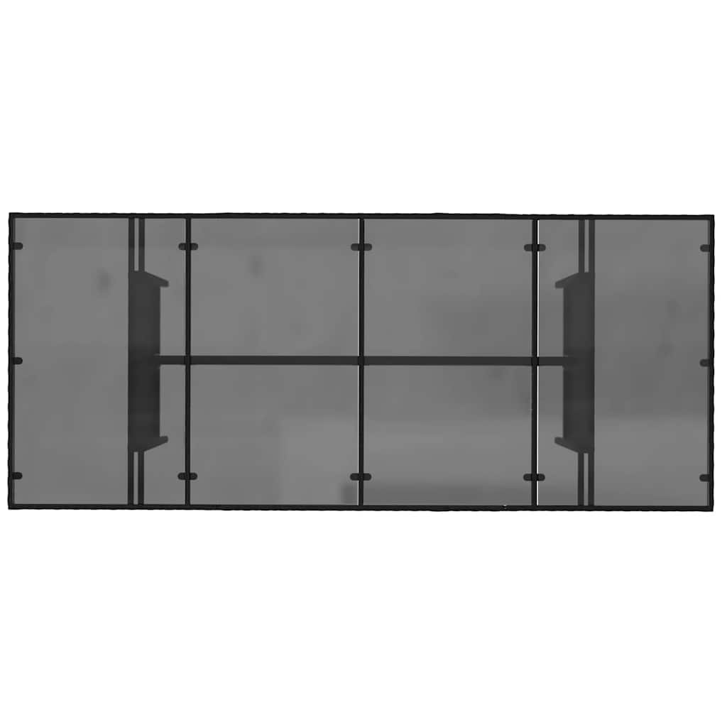 Vrtni stol sa staklenom pločom crni 190x80x74 cm od poliratana