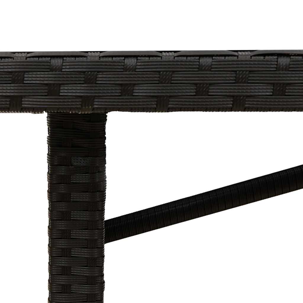 Vrtni stol sa staklenom pločom crni 190x80x74 cm od poliratana