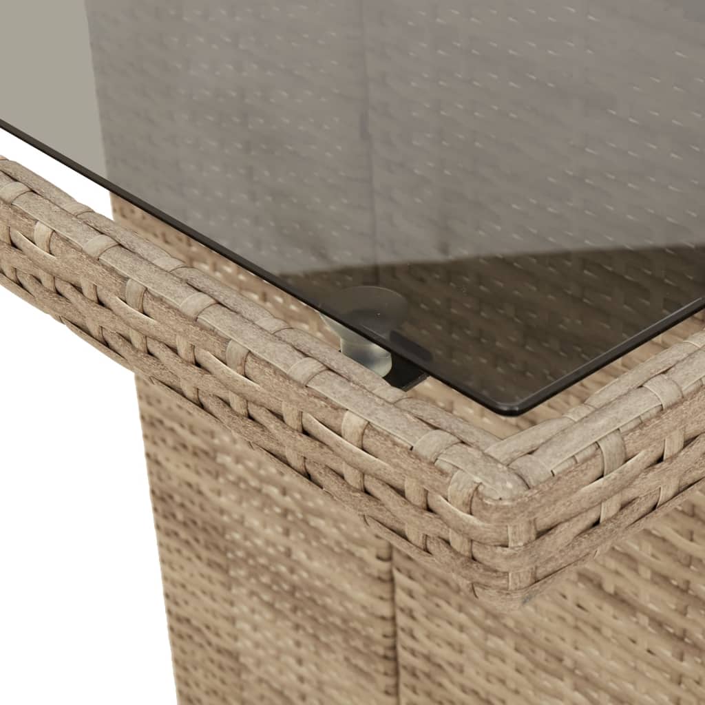 Vrtni stol sa staklenom pločom bež 190x80x74 cm od poliratana