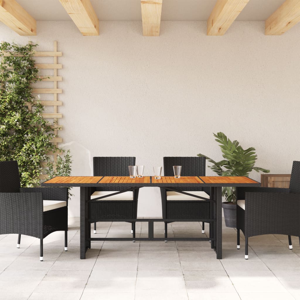 Vrtni stol s pločom od drva bagrema crni 190x80x74 cm poliratan