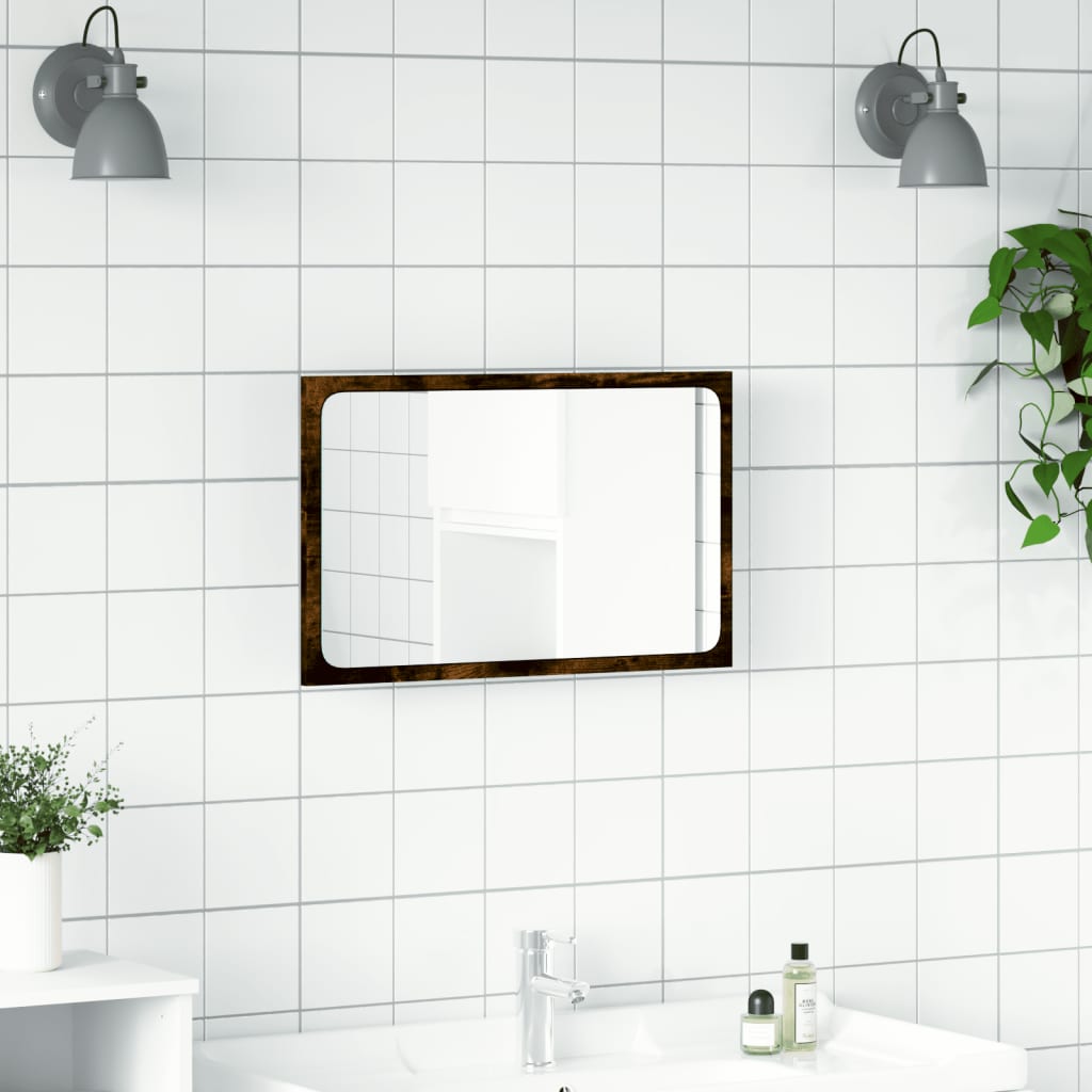 LED kupaonsko ogledalo boja dimljenog hrasta 60x8,5x38cm drveno