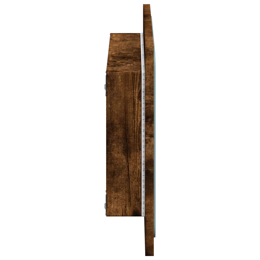 LED kupaonsko ogledalo boja dimljenog hrasta 60x8,5x38cm drveno