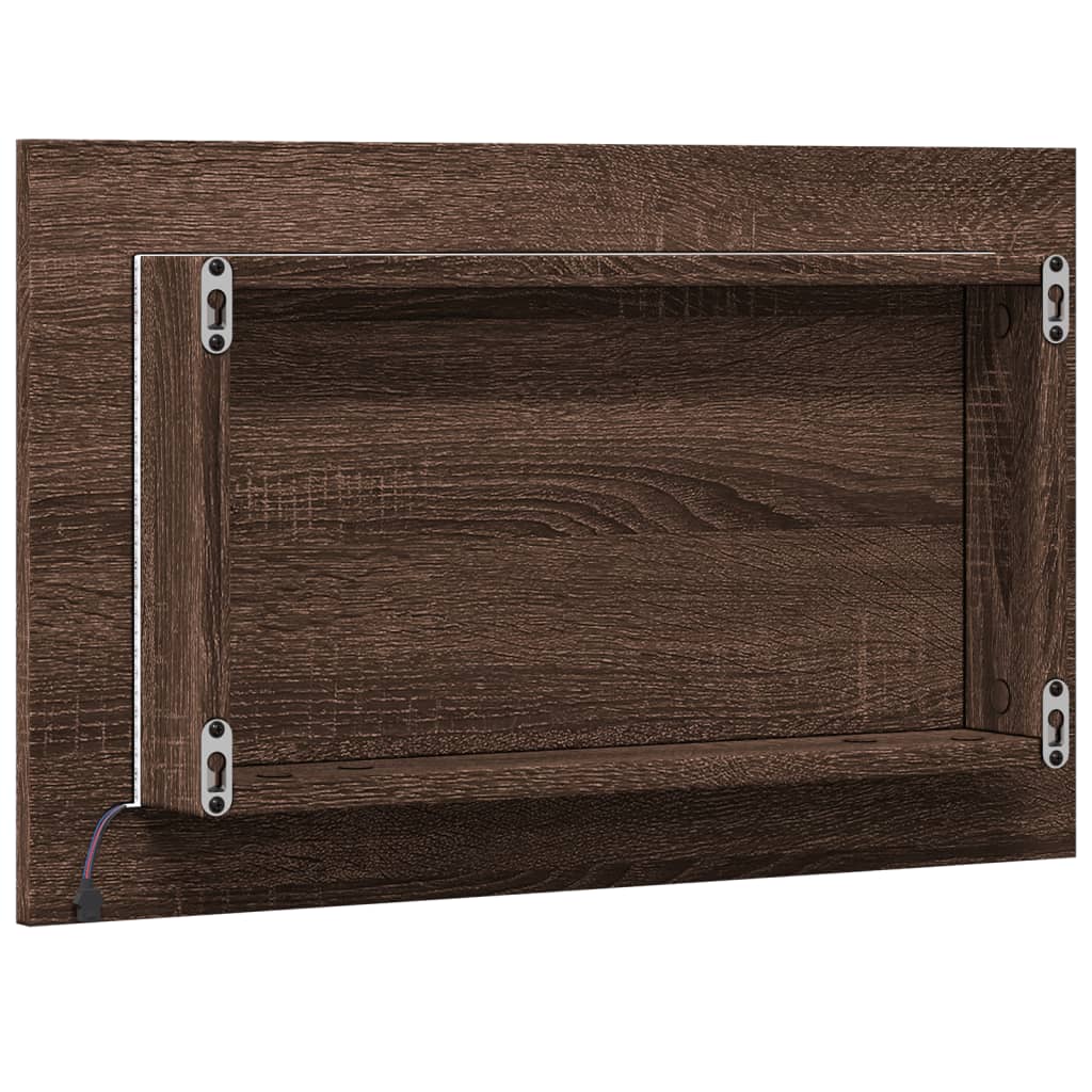 LED kupaonsko ogledalo boja smeđeg hrasta 60x8,5x38 cm drveno