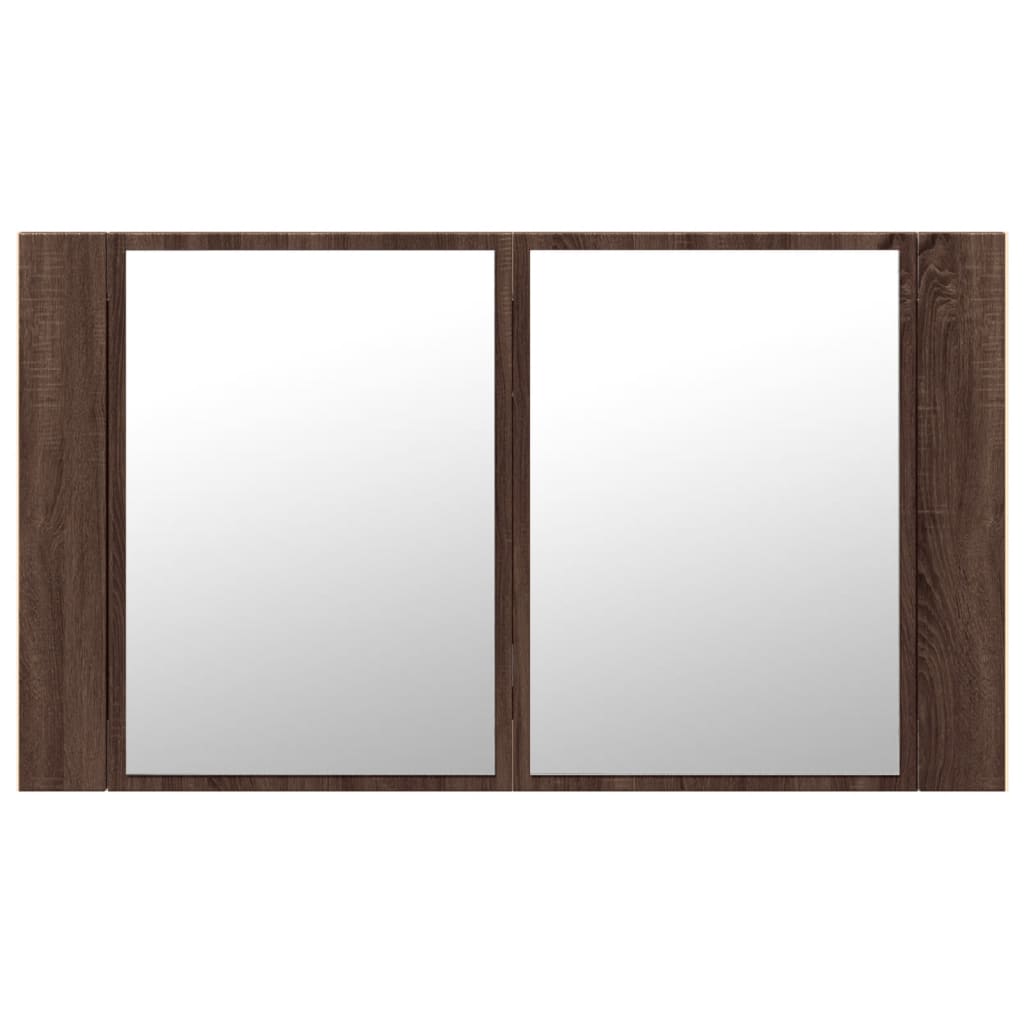 LED kupaonski ormarić s ogledalom boja hrasta 80x12x45 akrilni
