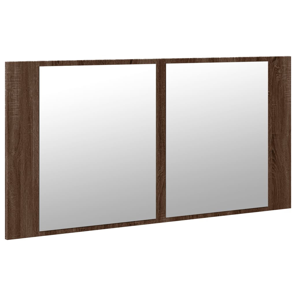 LED kupaonski ormarić s ogledalom boja hrasta 90x12x45 akrilni