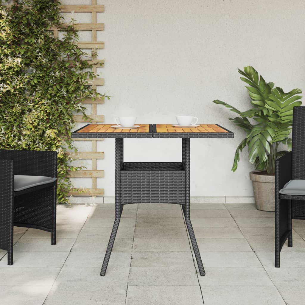 Vrtni stol s pločom od drva bagrema crni 80x80x75 cm poliratan