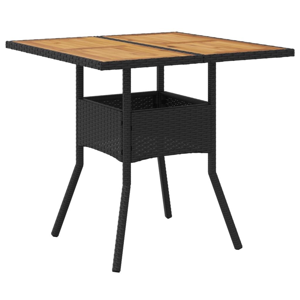 Vrtni stol s pločom od drva bagrema crni 80x80x75 cm poliratan