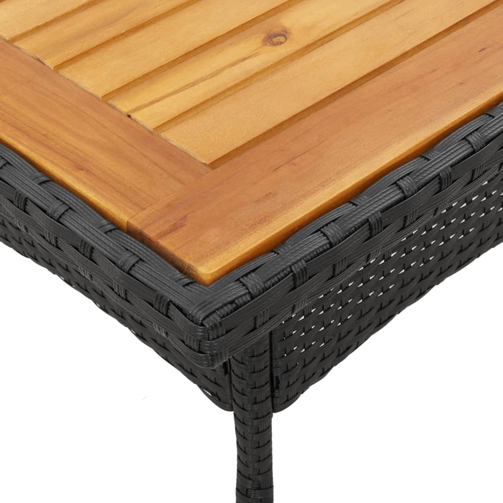 Vrtni stol s pločom od drva bagrema crni 80x80x75 cm poliratan