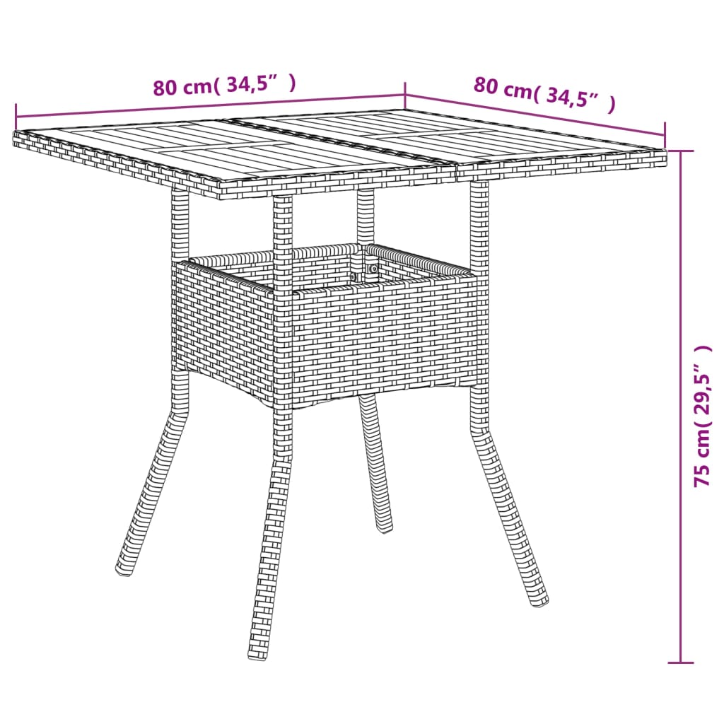 Vrtni stol s pločom od drva bagrema sivi 80x80x75 cm poliratan