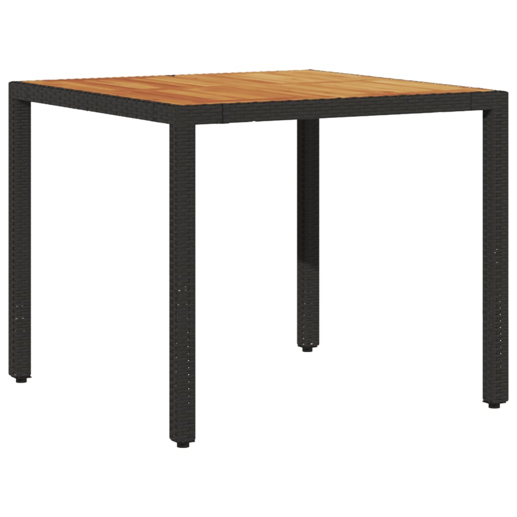 Vrtni stol s pločom od drva bagrema crni 90x90x75 cm poliratana