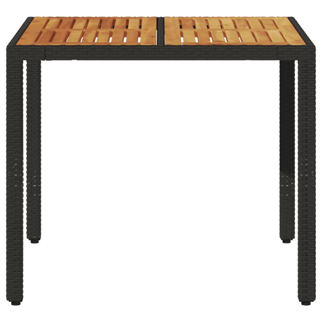 Vrtni stol s pločom od drva bagrema crni 90x90x75 cm poliratana
