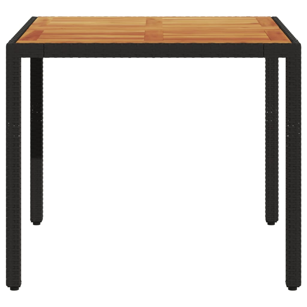 Vrtni stol s pločom od drva bagrema crni 90x90x75 cm poliratana