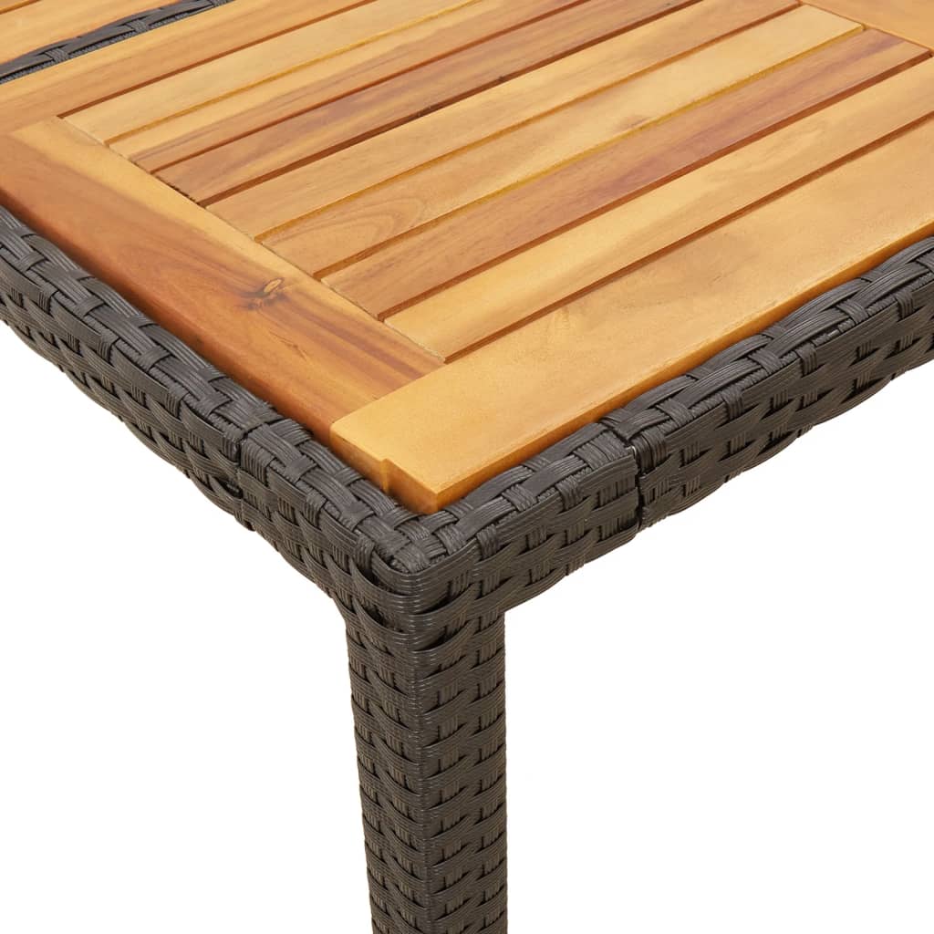 Vrtni stol s pločom od drva bagrema crni 90x90x75 cm poliratana