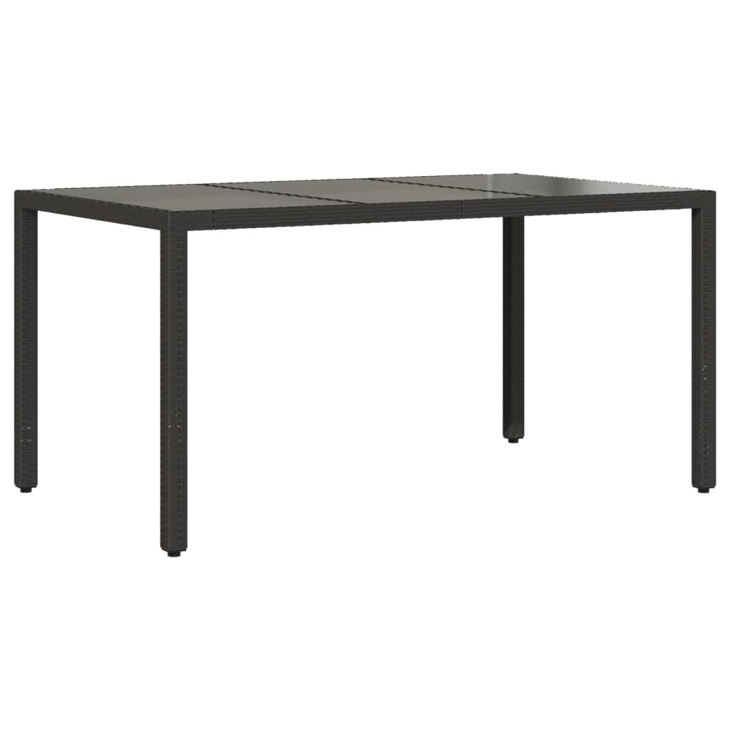 Vrtni stol sa staklenom pločom crni 150x90x75 cm od poliratana