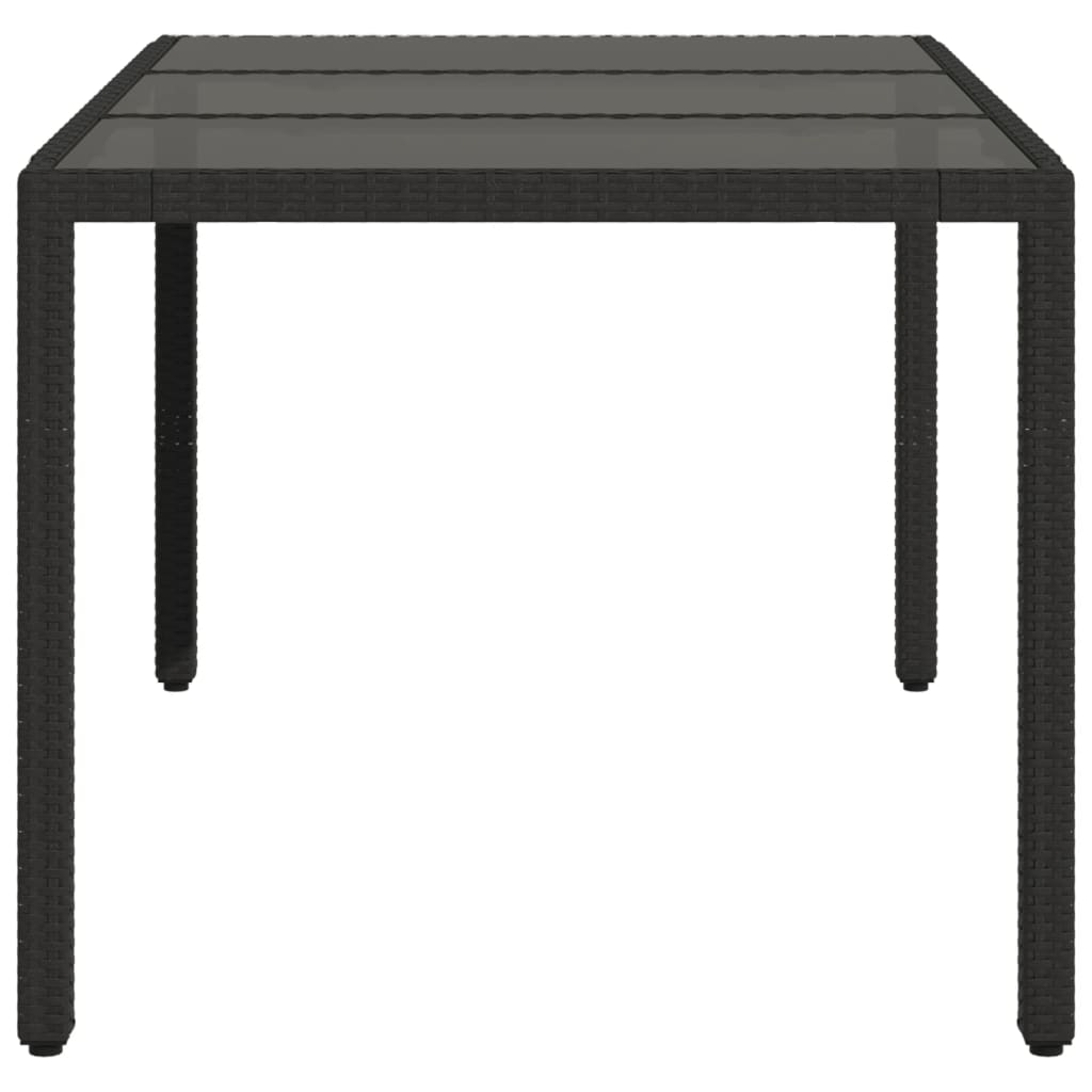 Vrtni stol sa staklenom pločom crni 150x90x75 cm od poliratana