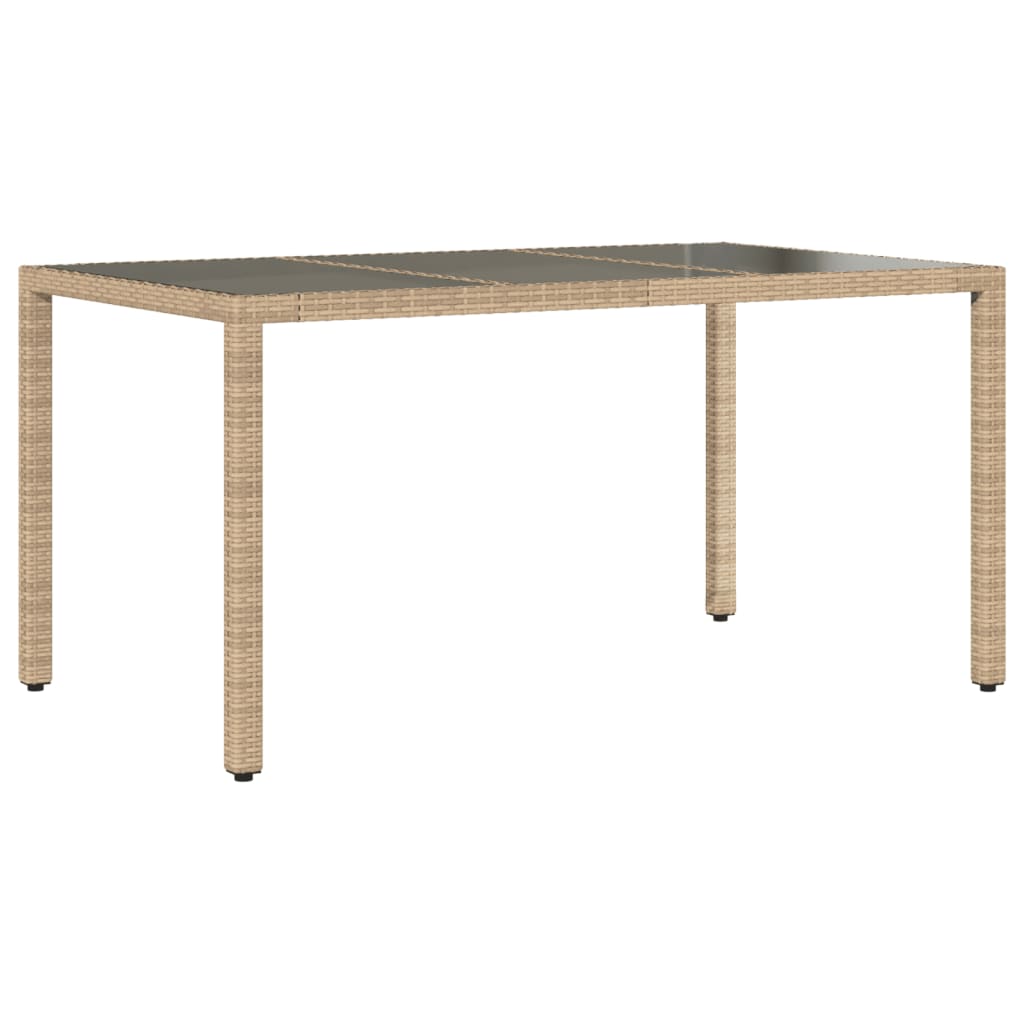 Vrtni stol sa staklenom pločom bež 150x90x75 cm poliratan