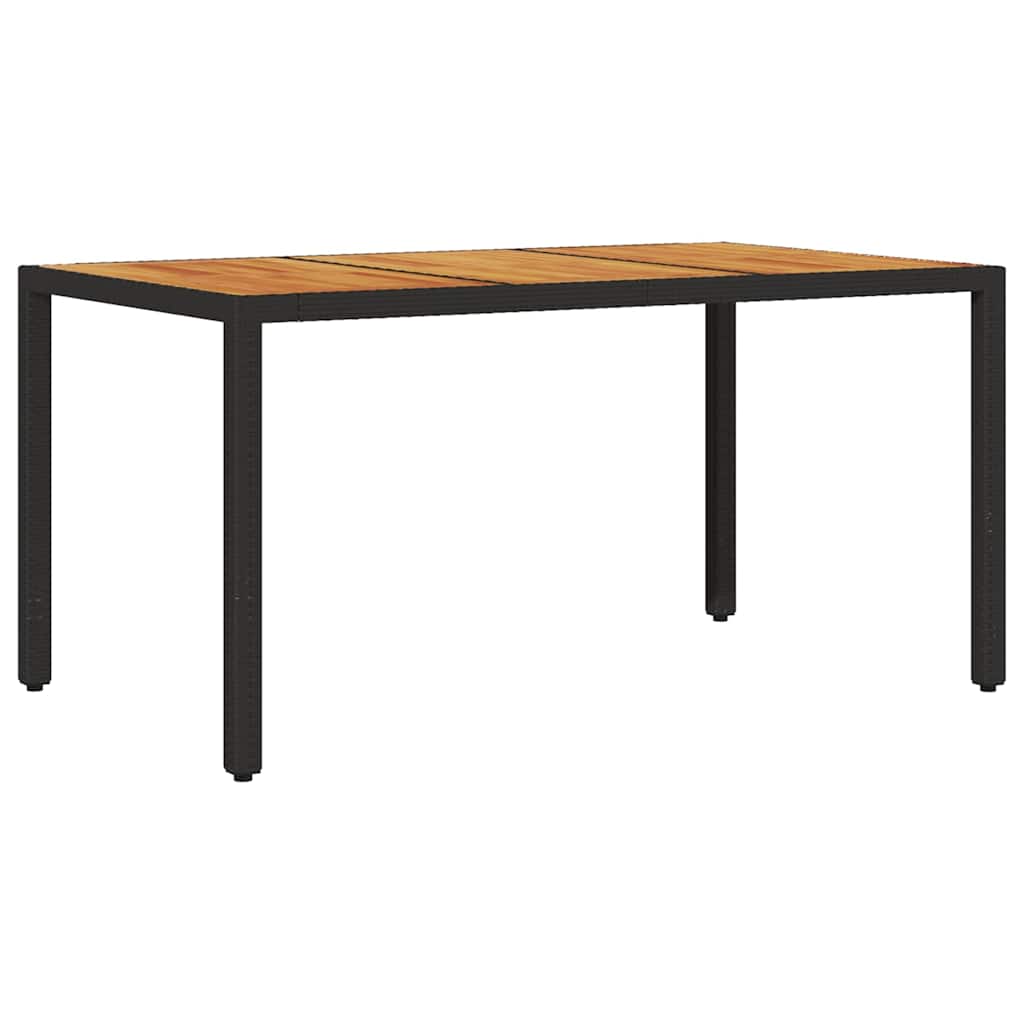 Vrtni stol s pločom od drva bagrema crni 150x90x75cm poliratana
