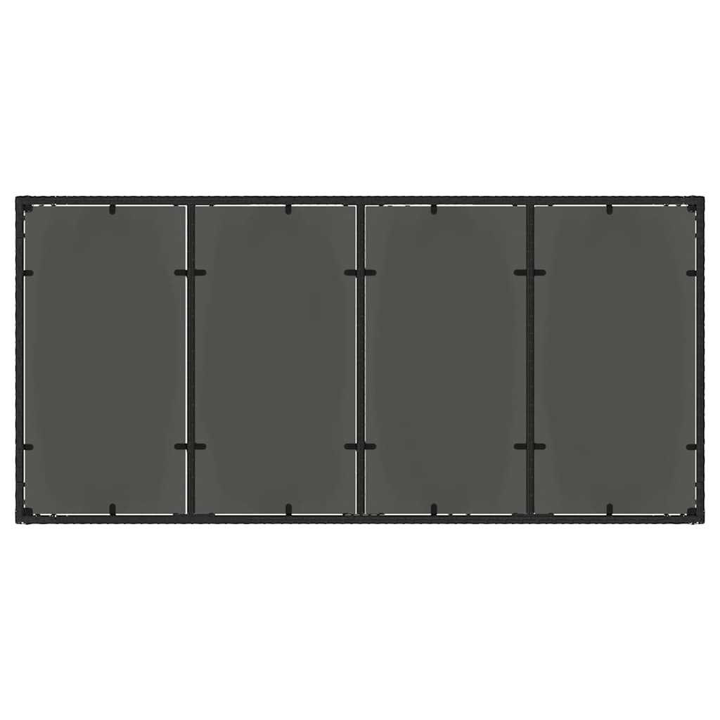 Vrtni stol sa staklenom pločom crni 190x90x75 cm od poliratana