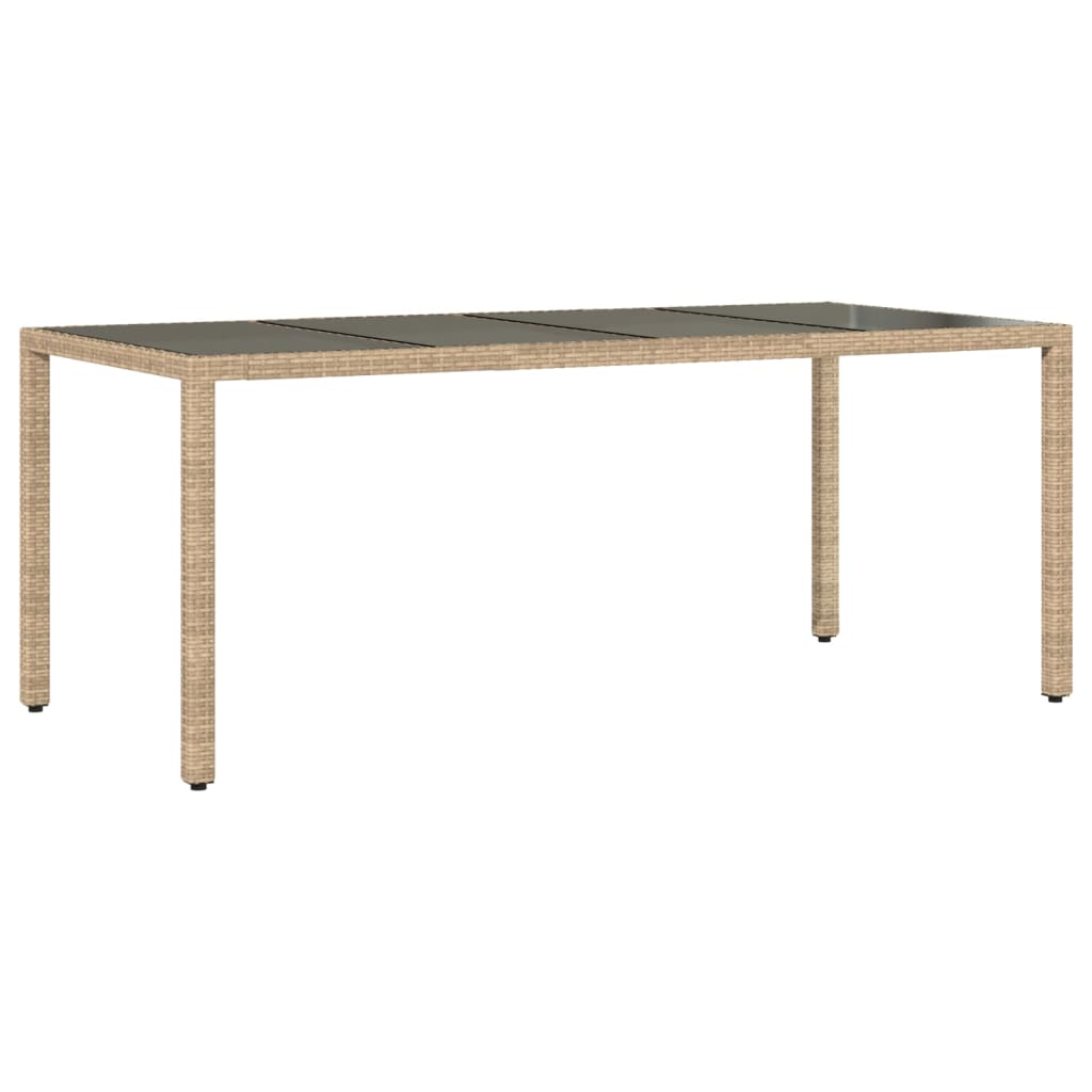 Vrtni stol sa staklenom pločom bež 190x90x75 cm poliratan