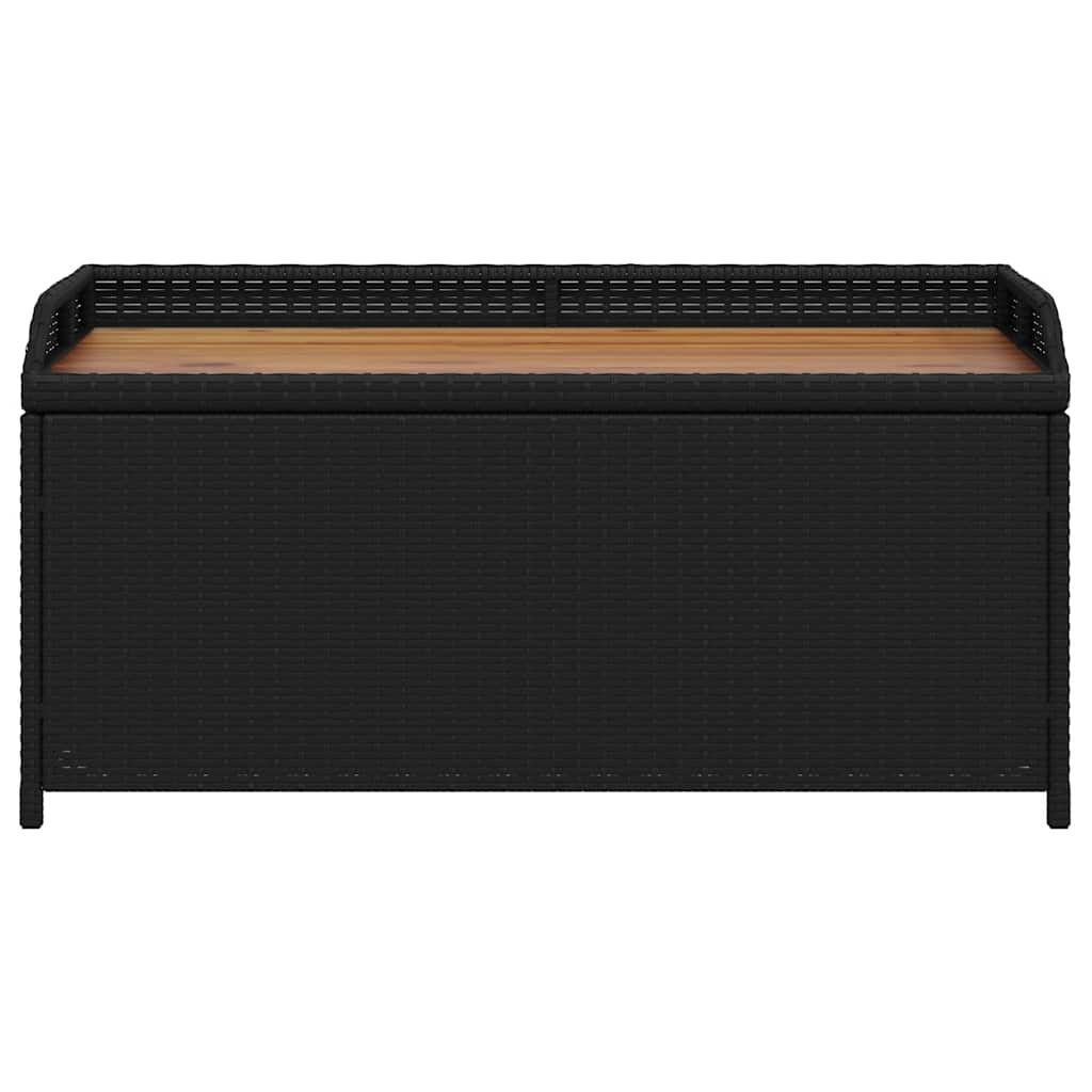 Klupa za pohranu crna 100x50x52 cm poliratan i bagremovo drvo